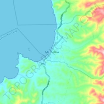 Mappa topografica Machalilla, altitudine, rilievo