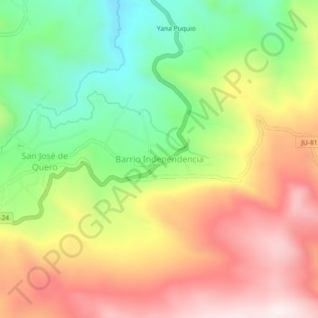Mappa topografica Barrio Independencia, altitudine, rilievo