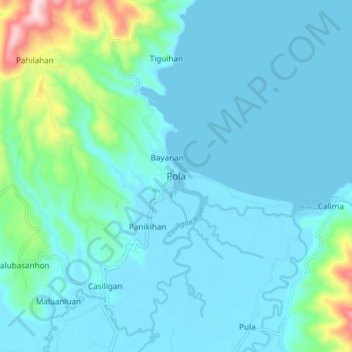 Mappa topografica Pola, altitudine, rilievo