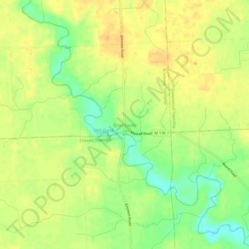 Mappa topografica Brockway, altitudine, rilievo