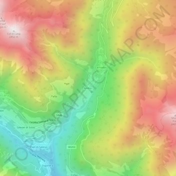 Mappa topografica Andraz, altitudine, rilievo
