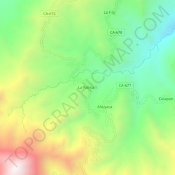 Mappa topografica La Palma 1, altitudine, rilievo