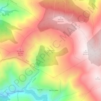 Mappa topografica Santoalla, altitudine, rilievo