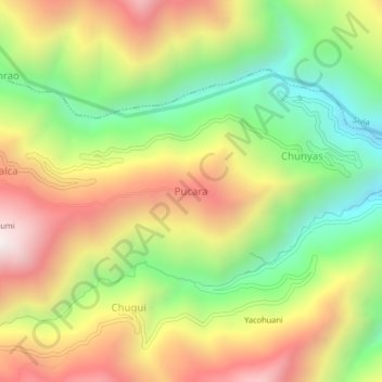 Mappa topografica Pucara, altitudine, rilievo
