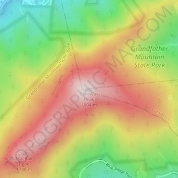 Mappa topografica Calloway Peak, altitudine, rilievo