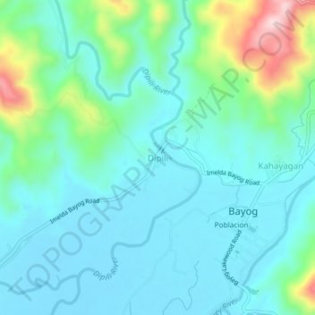 Mappa topografica Dipili, altitudine, rilievo