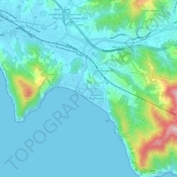 Mappa topografica Riva Trigoso, altitudine, rilievo