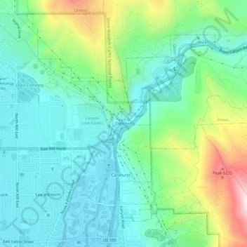 Mappa topografica Olmsted, altitudine, rilievo