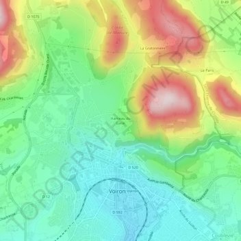 Mappa topografica Hameau du Garat, altitudine, rilievo