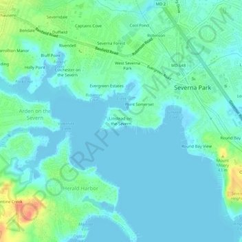 Mappa topografica Linstead-on-the-Severn, altitudine, rilievo