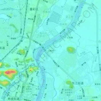 Mappa topografica 六狮洲, altitudine, rilievo