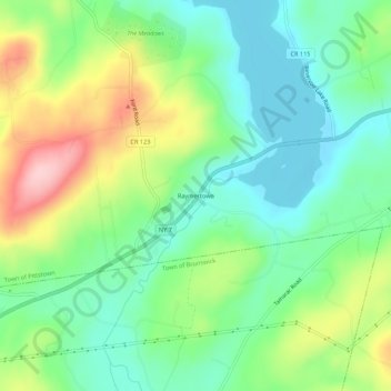 Mappa topografica Raymertown, altitudine, rilievo