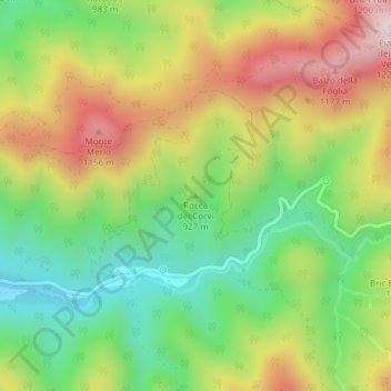 Mappa topografica Rocca dei Corvi, altitudine, rilievo