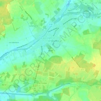 Mappa topografica Reuilly, altitudine, rilievo