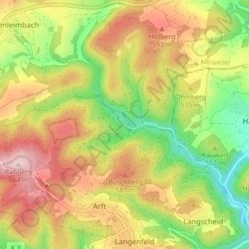 Mappa topografica Netterhöfe, altitudine, rilievo