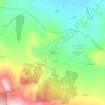 Mappa topografica Pipaona, altitudine, rilievo