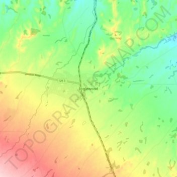 Mappa topografica Inglewood, altitudine, rilievo