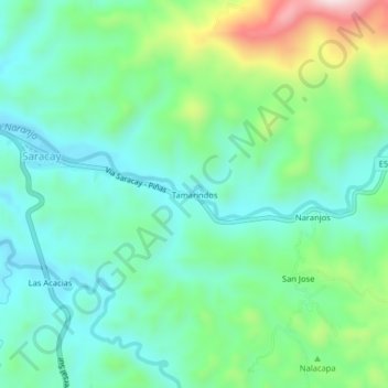 Mappa topografica Tamarindos, altitudine, rilievo