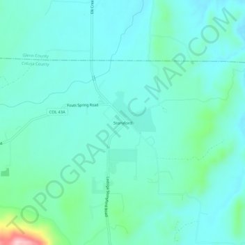 Mappa topografica Stonyford, altitudine, rilievo