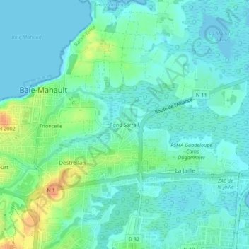 Mappa topografica Fond Sarrail, altitudine, rilievo
