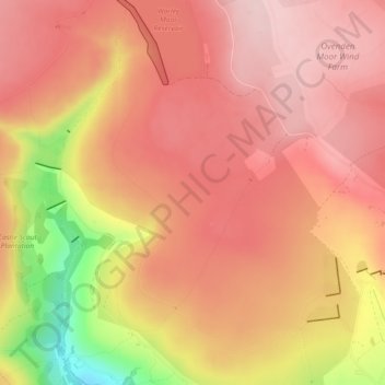 Mappa topografica Ovenden Moor, altitudine, rilievo