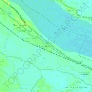Mappa topografica Rajendhiram, altitudine, rilievo