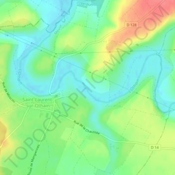 Mappa topografica Entre eux gués, altitudine, rilievo