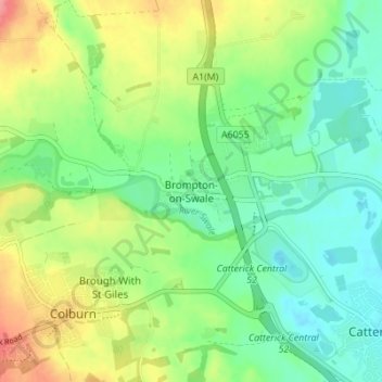 Mappa topografica Brompton-on-Swale, altitudine, rilievo