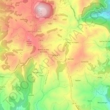 Mappa topografica Viaverde, altitudine, rilievo