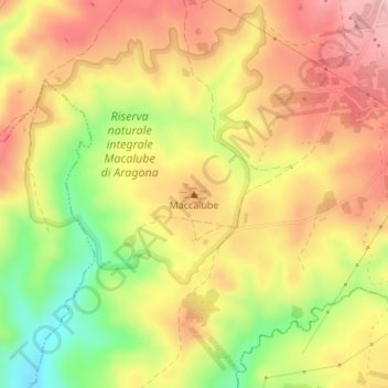 Mappa topografica Maccalube, altitudine, rilievo
