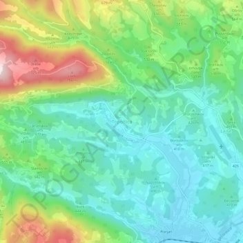 Mappa topografica Topolšica, altitudine, rilievo