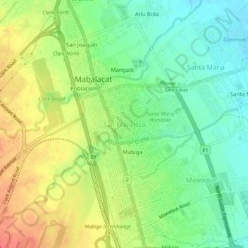 Mappa topografica San Francisco, altitudine, rilievo