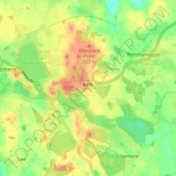 Mappa topografica Newton, altitudine, rilievo
