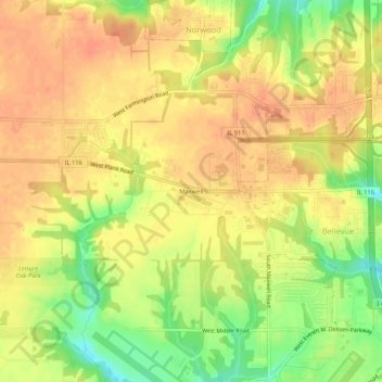 Mappa topografica Maxwell, altitudine, rilievo
