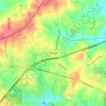 Mappa topografica Midway, altitudine, rilievo