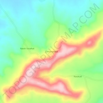 Mappa topografica Chinchewadi, altitudine, rilievo