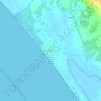 Mappa topografica Cabo de Gata, altitudine, rilievo