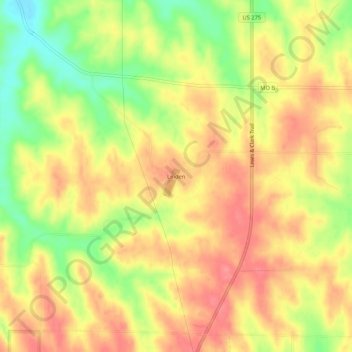 Mappa topografica Linden, altitudine, rilievo