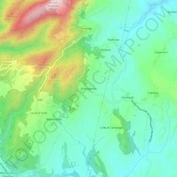 Mappa topografica Schioppetto, altitudine, rilievo
