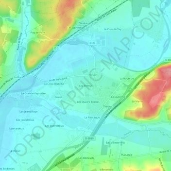 Mappa topografica Les Belleys, altitudine, rilievo
