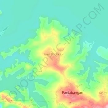 Mappa topografica West Poblacion, altitudine, rilievo