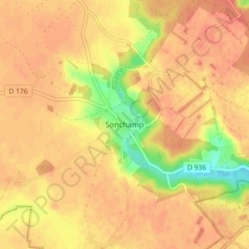 Mappa topografica Sonchamp, altitudine, rilievo