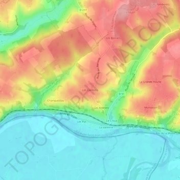 Mappa topografica Les Cornons, altitudine, rilievo