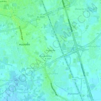 Mappa topografica Ban Don Chuen, altitudine, rilievo