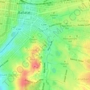 Mappa topografica Poverty Point, altitudine, rilievo