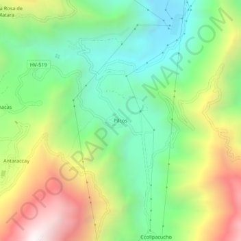 Mappa topografica Pilcos, altitudine, rilievo