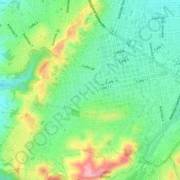 Mappa topografica Miraflores, altitudine, rilievo