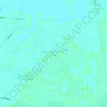 Mappa topografica Yucatán Country Club, altitudine, rilievo