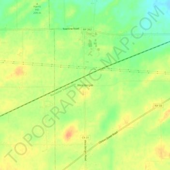 Mappa topografica West Bergen, altitudine, rilievo