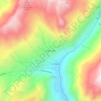 Mappa topografica Chalets de Raja, altitudine, rilievo